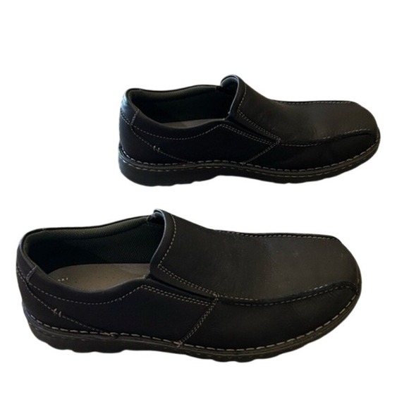 Clarks Vanek Step Loafer Black Oily Leather Men's Size 11 - Picture 4 of 10